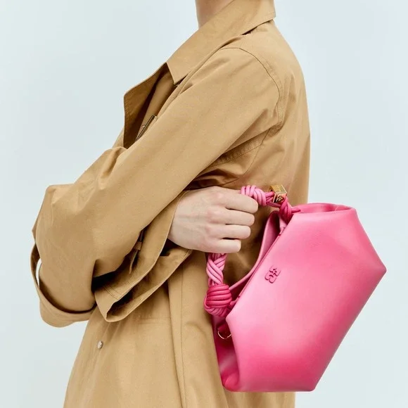 NWT GANNI Bou Bag Mini Gradient in Hot Pink Leather Crossbody - Picture 2 of 16